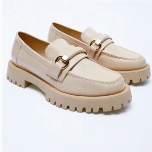 Zara Cream Chunky Loafers